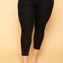 David's Place New Arrivals Plus Size Kailey 2 Buttons Jeans - Black