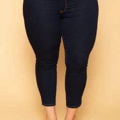 David's Place Plus Size Kailey 2 Buttons Jeans - Dark Wash