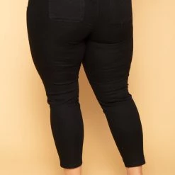 David's Place New Arrivals Plus Size Kailey 2 Buttons Jeans - Black