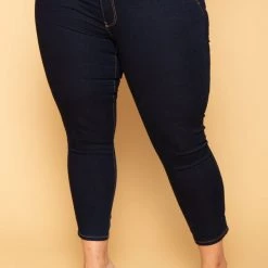 David's Place Plus Size Kailey 2 Buttons Jeans - Dark Wash