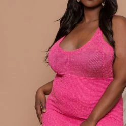 Davids Place New Arrivals Plus Size Metallic Fishnet Dress - Fuchsia 9 Davids Place New Arrivals Plus Size Metallic Fishnet Dress - Fuchsia