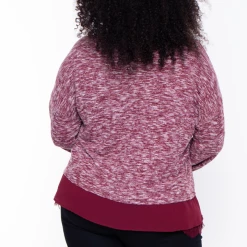 Davids Place Plus Size Crop Sweater Top - Heather Burgundy