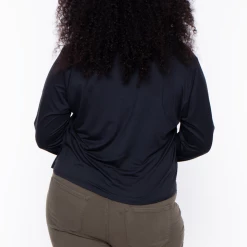 Davids Place Plus Size Crop Smocked Blouse - Black Tops