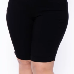 DIAMANTE Back In Stock Plus Size Bermuda Denim Shorts - Black