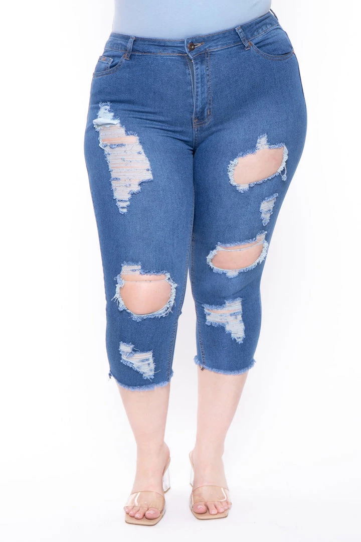 DIAMANTE New Arrivals Plus Size Janece High Waist Capri Jeans - Medium 4 DIAMANTE New Arrivals Plus Size Janece High Waist Capri Jeans - Medium