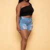 Diamante Plus Size All Set Denim Shorts - Medium Wash New Arrivals