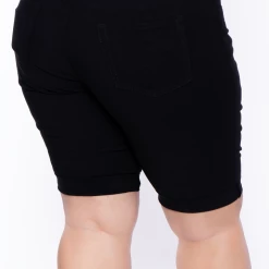 DIAMANTE Back In Stock Plus Size Bermuda Denim Shorts - Black 11 DIAMANTE Back In Stock Plus Size Bermuda Denim Shorts - Black