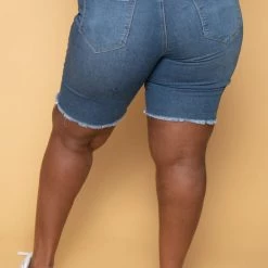 Diamante New Arrivals Plus Size On My Way Denim Bermuda Shorts - Medium Wash