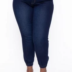 DIAMANTE Plus Size Sera Jogger Jeans- Blue