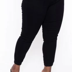 DIAMANTE Plus Size Sera Jogger Jeans- Black Back In Stock