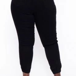 DIAMANTE Plus Size Sera Jogger Jeans- Black Back In Stock