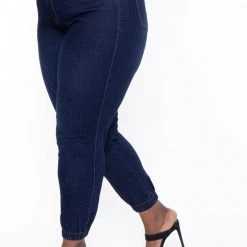 DIAMANTE Plus Size Sera Jogger Jeans- Blue
