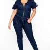 DIAMANTE Plus Size Jessi Zip-Front Denim Jumpsuit - Dark Wash Party Jumpsuilts 2 DIAMANTE Plus Size Jessi Zip-Front Denim Jumpsuit - Dark Wash Party Jumpsuilts