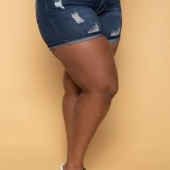 Diamante Plus Size Daena Denim Shorts - Medium Wash 10 Diamante Plus Size Daena Denim Shorts - Medium Wash