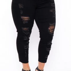Doll House New Arrivals Plus Size Dollhouse Tiana Distressed Jeans - Black
