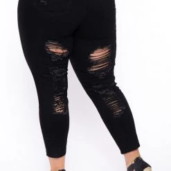 Doll House New Arrivals Plus Size Dollhouse Tiana Distressed Jeans - Black