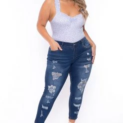 Doll House Plus Size Dollhouse Tiana Distressed Jeans - Medium Wash New Arrivals