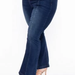 Plus Size DollHouse Jackie Flare Jeans - Dark Wash Blue