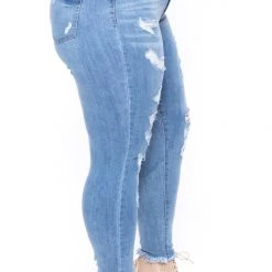 Plus Size Dollhouse Cheetah Belted Jean - Light Wash