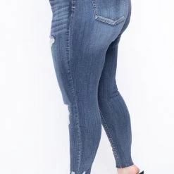 Jeans Plus Size Dollhouse Leopard Belted Jean - Dark Wash