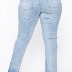 Plus Size Dollhouse Raw Hem Flared Jean - Light Wash Jeans