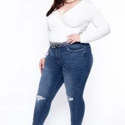 Jeans Plus Size Dollhouse Snake Belted Jean - Dark Wash