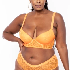 Eight One Int'l Inc. Plus Size Balconette Leopard Lace Lingerie Set - Orange Intimates