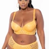 Eight One Int'l Inc. Plus Size Balconette Lace Lingerie Set - Mustard