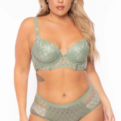 Eight One Int'l Inc. Plus Size Balconette Lace Lingerie Set - Sage Intimates