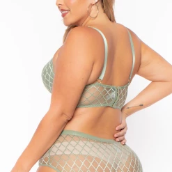 Eight One Int'l Inc. Plus Size Balconette Lace Lingerie Set - Sage Intimates