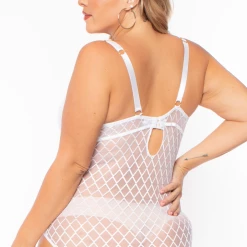 Eight One Int'l Inc. Plus Size Teddy Lace Lingerie Bodysuit - White 9 Eight One Int'l Inc. Plus Size Teddy Lace Lingerie Bodysuit - White