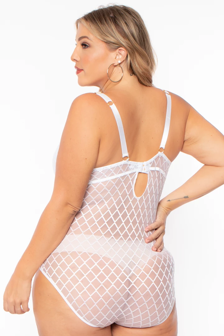 Eight One Int'l Inc. Plus Size Teddy Lace Lingerie Bodysuit - White 6 Eight One Int'l Inc. Plus Size Teddy Lace Lingerie Bodysuit - White