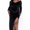 Gibiu Plus Size Olivia Velvet Maxi Dress - Black