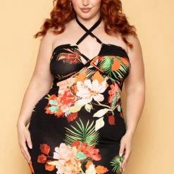 Gibiu Plus Size Blair Halter Maxi Dress - Black New Arrivals
