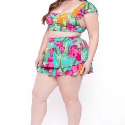 Gibiu Plus Size Island Breeze Matching Set- Teal 10 Gibiu Plus Size Island Breeze Matching Set- Teal