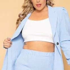 Gibiu Plus Size HBIC Short Suit Set - Blue New Arrivals