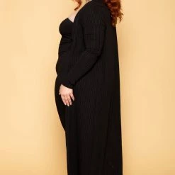 Gibiu Plus Size Lizah Tube Dress And Cardigan Set - Black