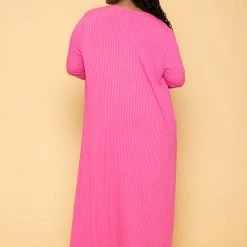 Gibiu Plus Size Lizah Tube Dress And Cardigan Set - Fuchsia