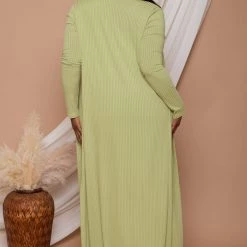 Gibiu Plus Size Lizah Tube Dress And Cardigan Set - Lime New Arrivals
