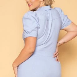Haute Monde Plus Size Ainsley Romper - Periwinkle