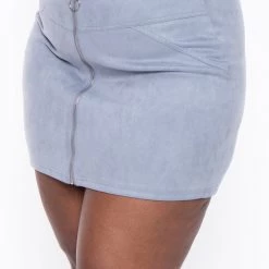 Haute Monde Bottoms Plus Size Betty Mini Skirt - Blue 9 Haute Monde Bottoms Plus Size Betty Mini Skirt - Blue