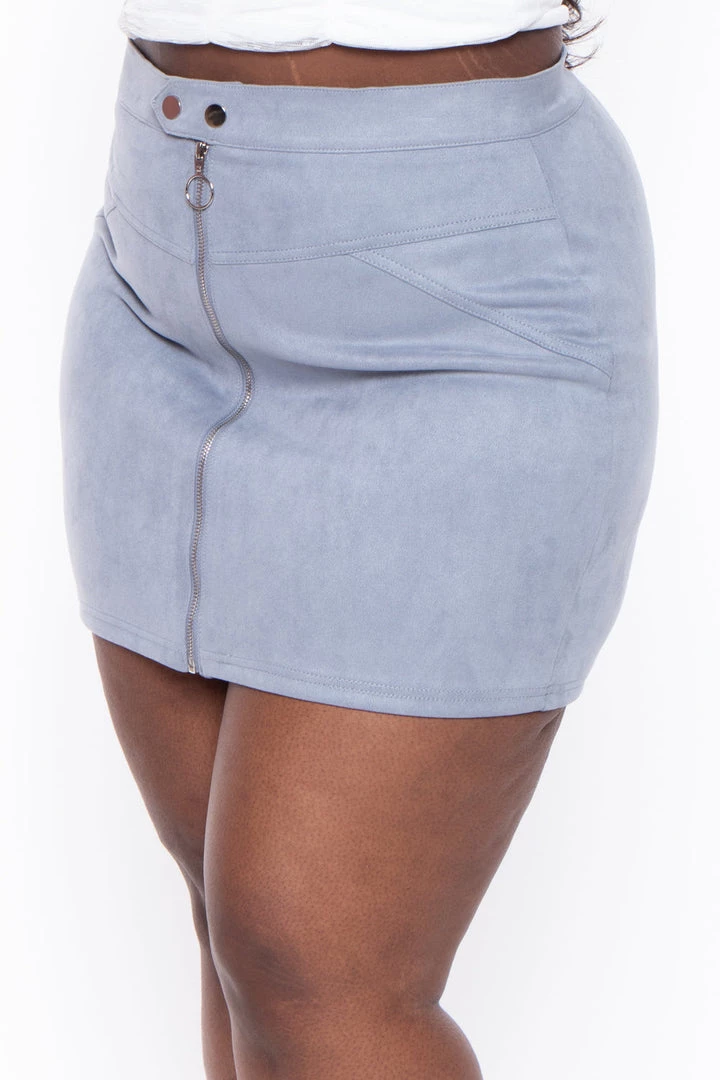 Haute Monde Bottoms Plus Size Betty Mini Skirt - Blue 5 Haute Monde Bottoms Plus Size Betty Mini Skirt - Blue