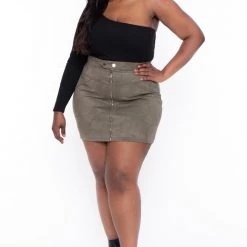 Haute Monde Plus Size Betty Mini Skirt - Olive