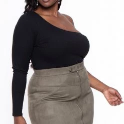 Haute Monde Plus Size Betty Mini Skirt - Olive