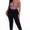 Haute Monde Back In Stock Plus Size Tatiana Sequin Bodysuit - Mauve