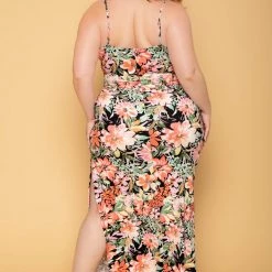 Haute Monde Plus Size Anisa Side Slit Dress - Black New Arrivals