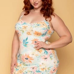 Haute Monde Plus Size Anisa Side Slit Dress - Mint