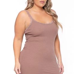 Haute Monde Plus Size Rachel Cami Dress - Mocha Dresses