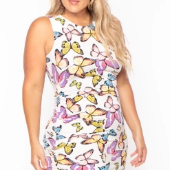 Haute Monde Plus Size Mari Butterfly Bodycon Dress - Ivory