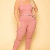 Haute Monde New Arrivals Plus Size Gwen Square Neck Jumpsuit - Mauve